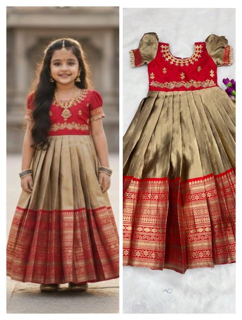 kids gown silk Red Clothing wholesale market in Surat